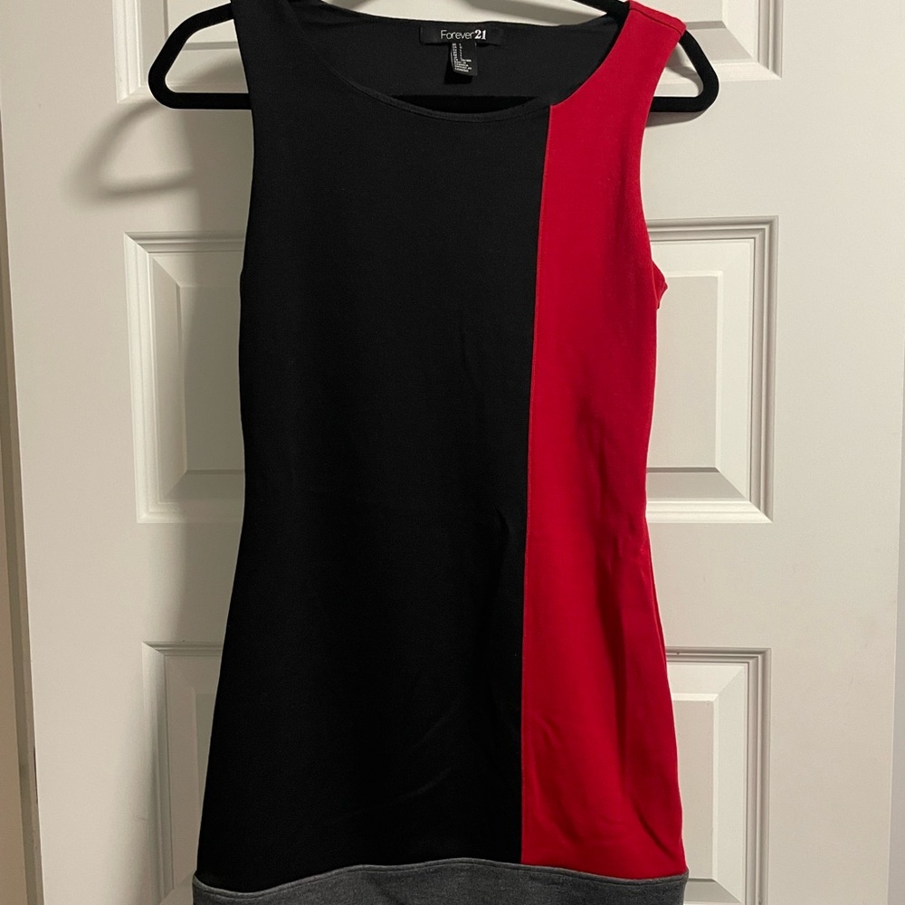 Forever 21 Black and Red Asymmetrical Tank Top